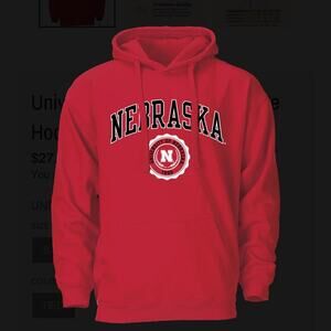 NWT University of Nebraska Heritage Unisex Hooded Sweatshirt (Red) Size L